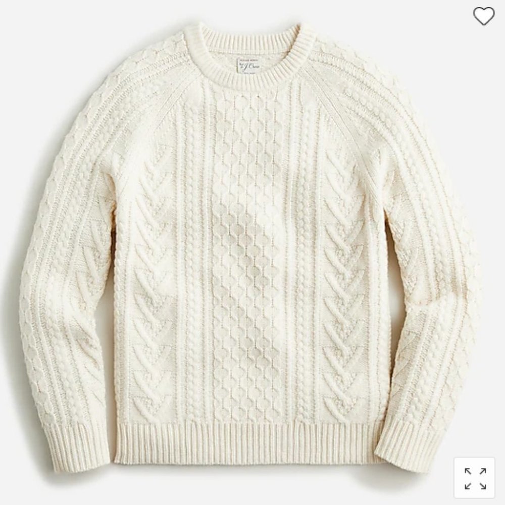 J.Crew Men's Rugged Merino Wool Cable-Knit Sweater